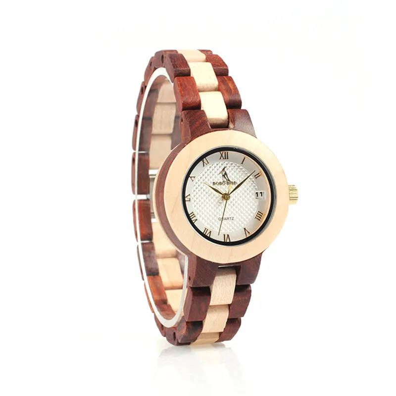 Two-tone Wooden Watch for Women in Wood Box