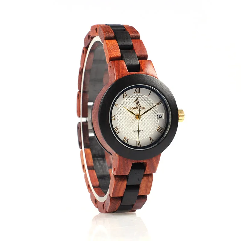 Two-tone Wooden Watch for Women in Wood Box