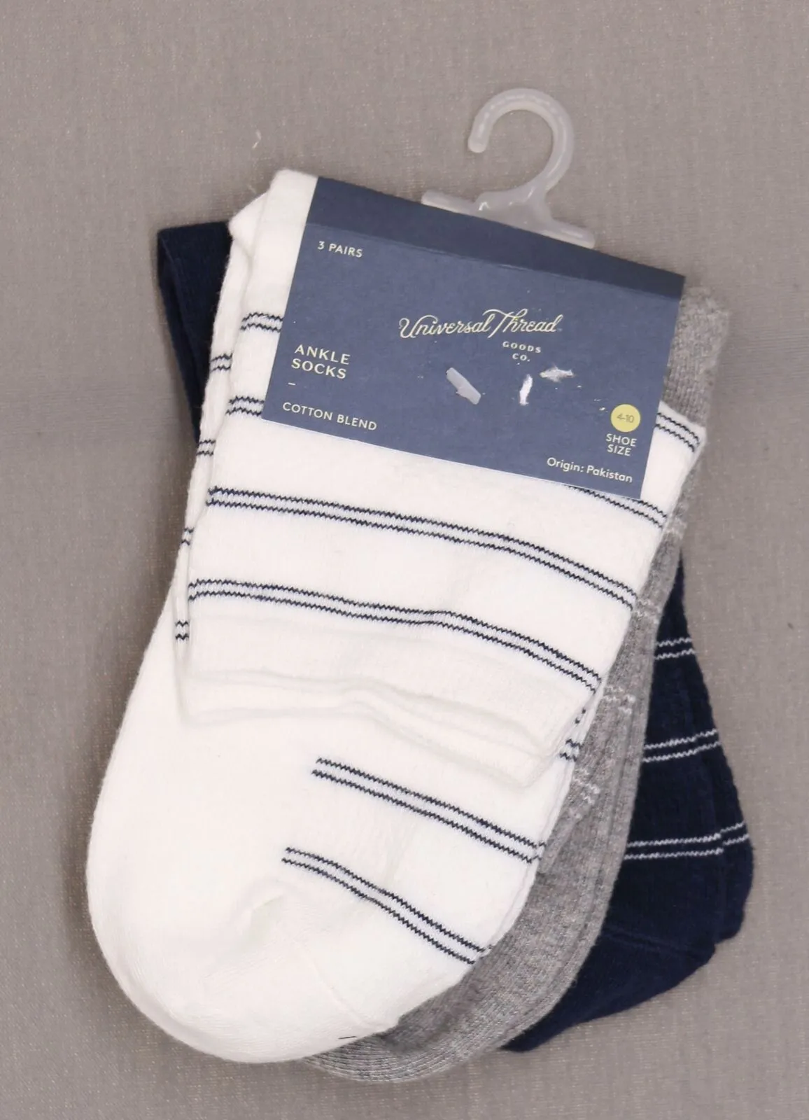 Universal Thread Women's 3 Pack Mini Stripe Ankle Socks