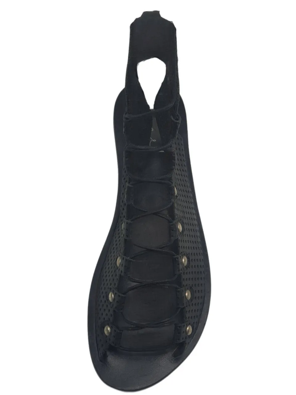 URGE Women's Black Soft Leather Lace Up Gladiator Sandals #BLK1 7.5 NWB