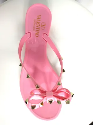 Valentino Bubble Gum PVC Rockstud Flip Flops