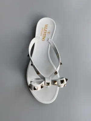 Valentino Optical White PVC Rockstud Flip Flops