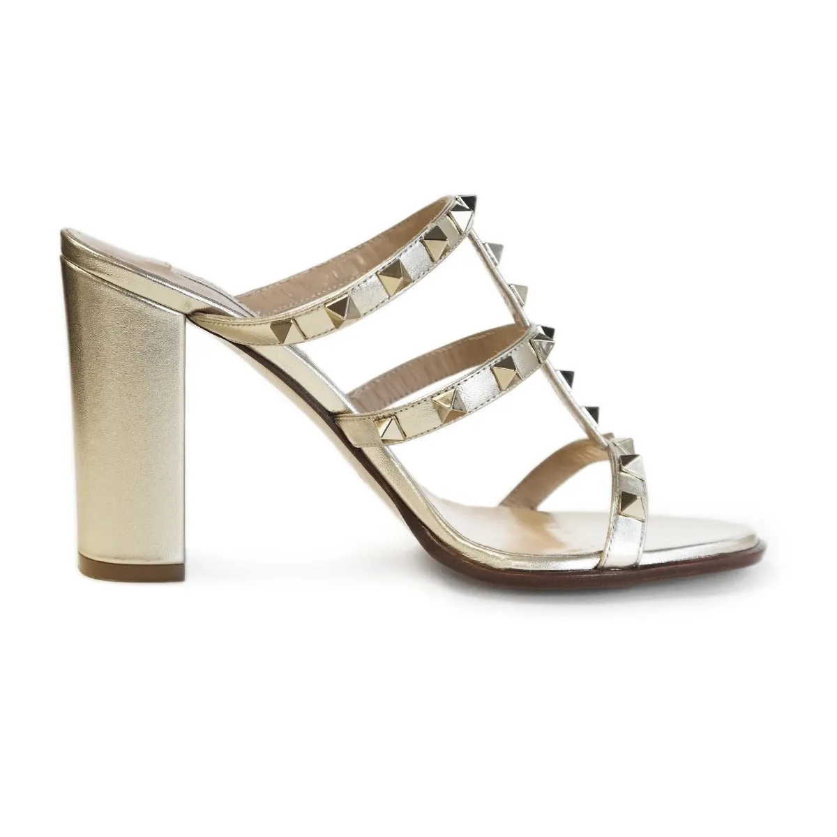 Valentino Rockstud Metallic Calfskin Leather Sandal 90 mm-40.5