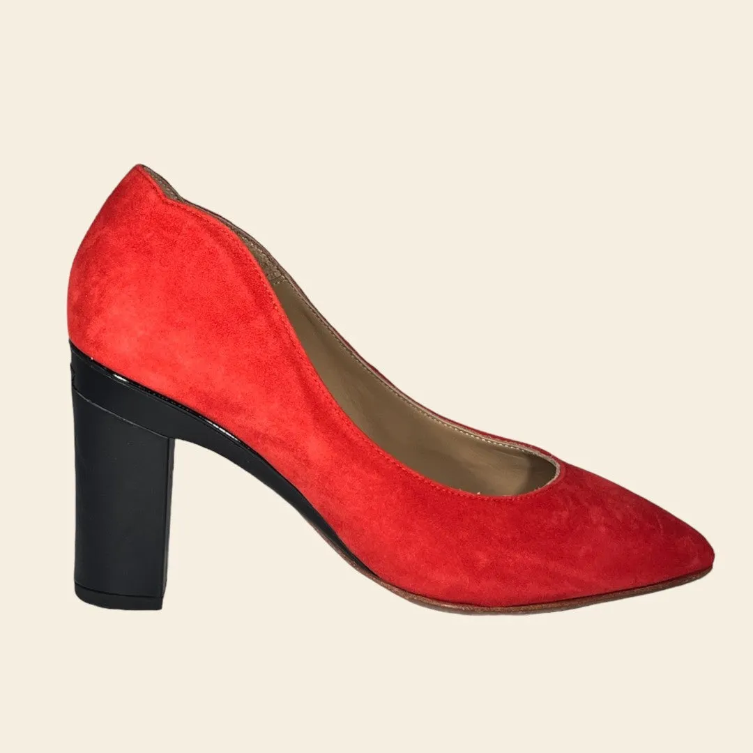 Valerie Poppy Red Nubuck Pump