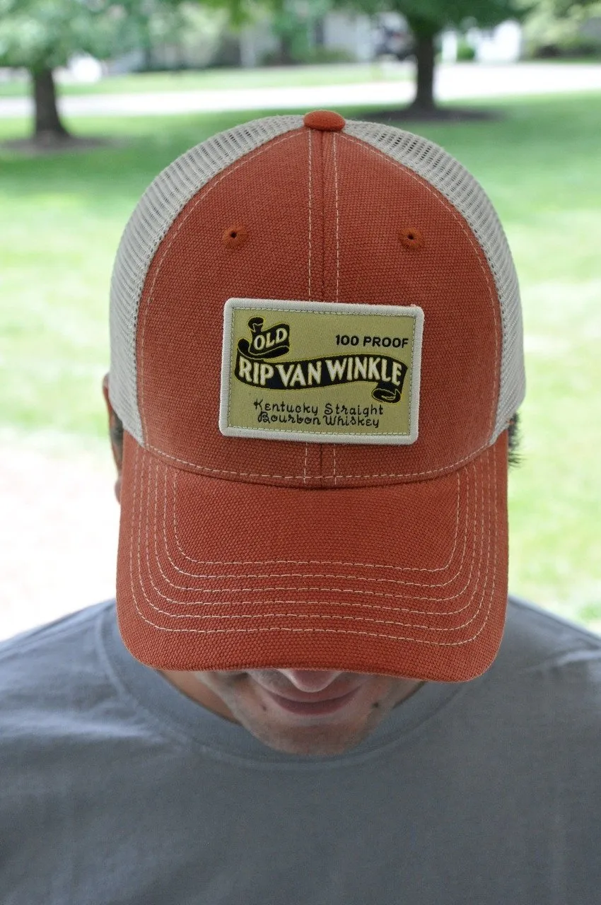 Vintage Bourbon Label Trucker Hat in Orange