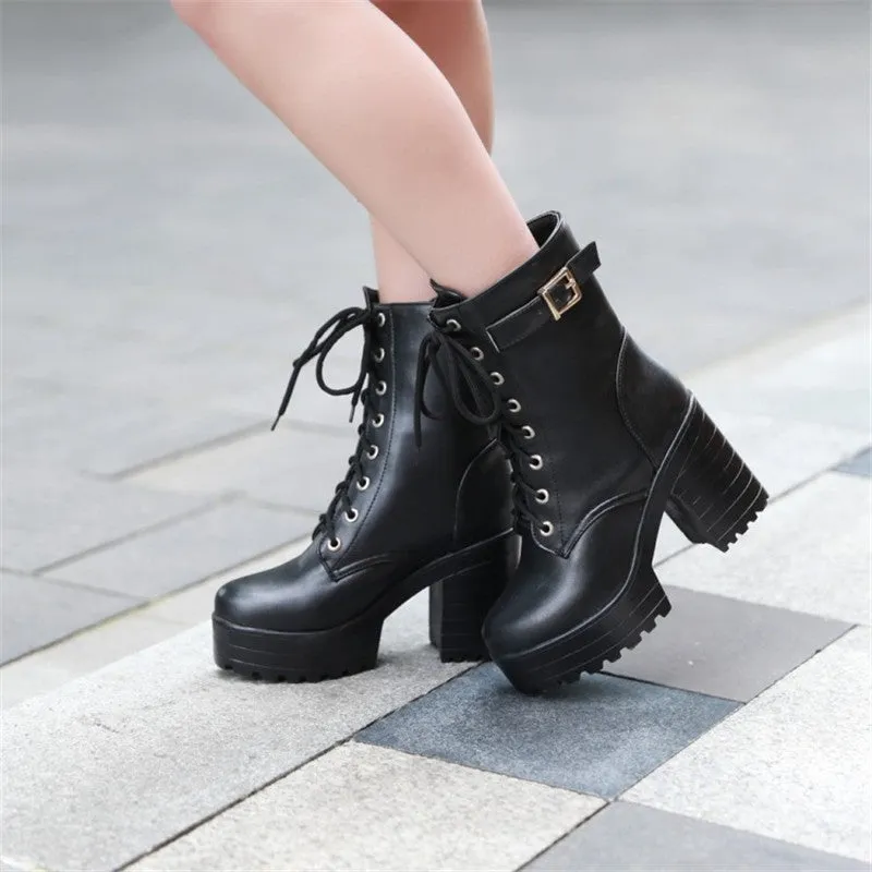 VINTAGE LACE-UP HIGH HEEL BOOTS UB3162