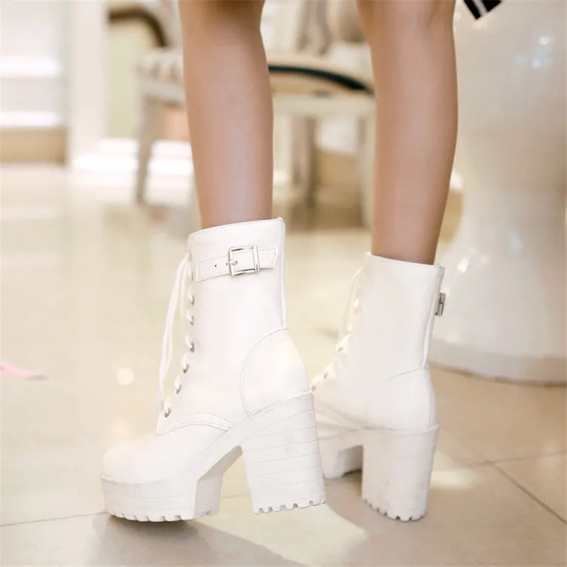 VINTAGE LACE-UP HIGH HEEL BOOTS UB3162