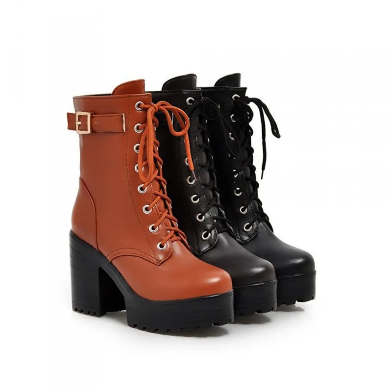 VINTAGE LACE-UP HIGH HEEL BOOTS UB3162