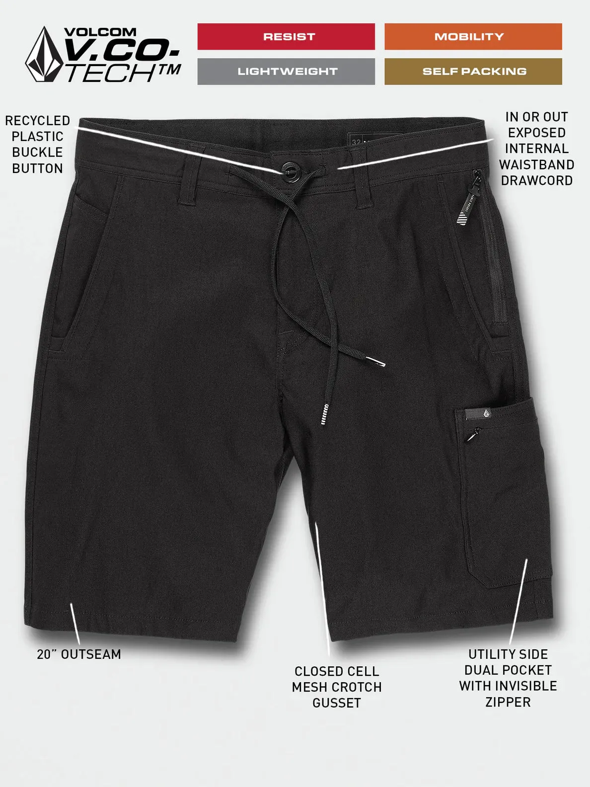 Volcom Mens Stone Trail Master Shorts 20