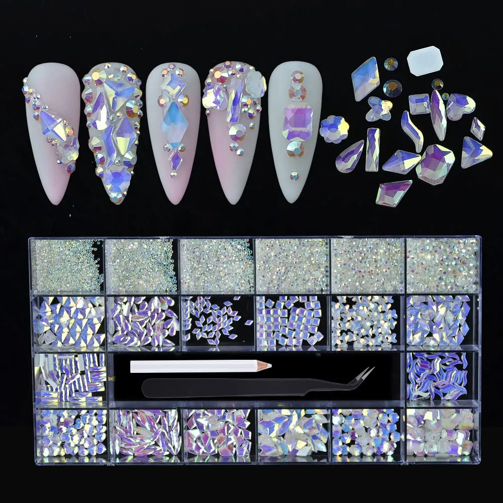 WEILUSI 8620PCS Nail Art Red Rhinestones Round Beads Flatback Crystals Gems Multi Shapes Glass Crystal Rhinestones for Nail Art Makeup Face Decor Crafts Supply