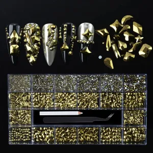 WEILUSI 8620PCS Nail Art Red Rhinestones Round Beads Flatback Crystals Gems Multi Shapes Glass Crystal Rhinestones for Nail Art Makeup Face Decor Crafts Supply