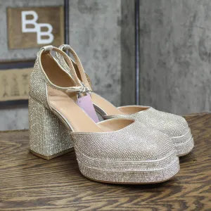 Wild Fable Women's Bianca Rhinestone Platform Pumps 88348327 Silver Gray 9.5M