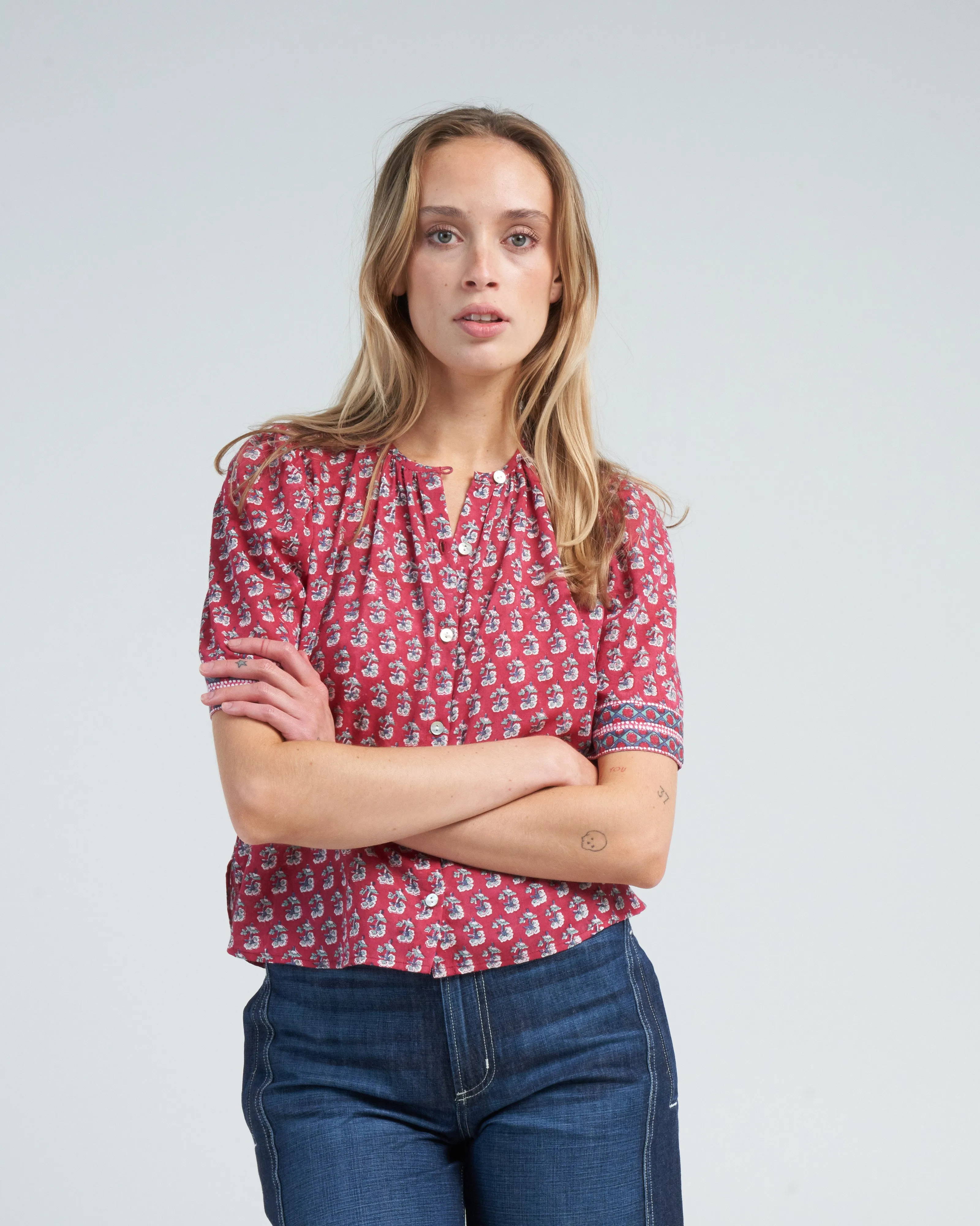 winona red currant shirt - red sangria