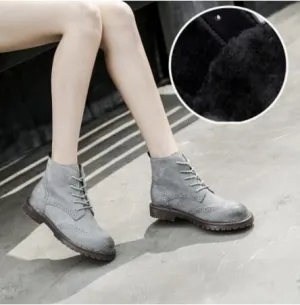 women shoes 2020 spring genuine leather Female Martin boots  suede women booties  British lace retro trend women naked boots