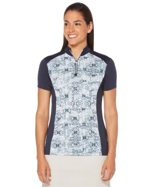 Womens Ventilated Kaleidoscope Mock Polo