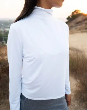 Women's White Long Sleeve Turtleneck Shirt