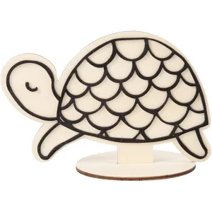 Wooden EVA Foam Figure With Stand Decoration Crafts H: 10 cm - Turtle