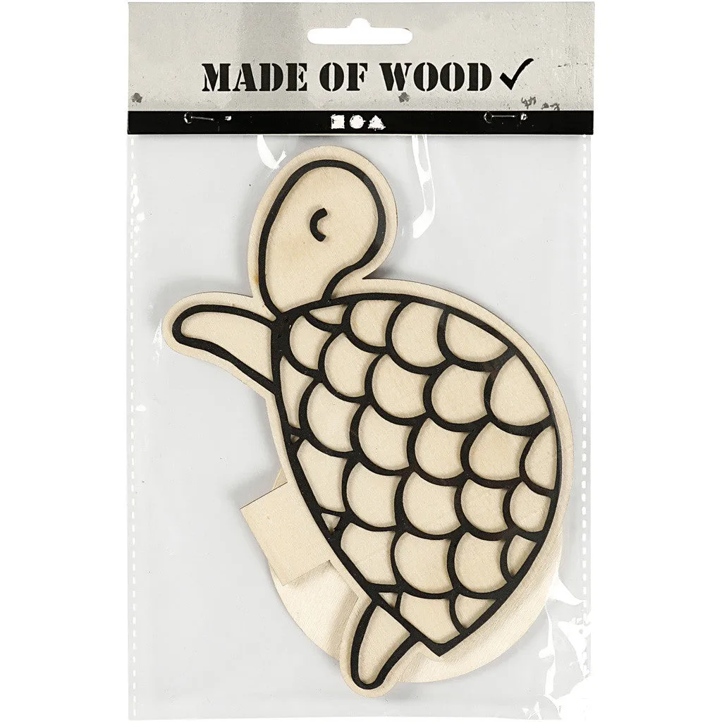 Wooden EVA Foam Figure With Stand Decoration Crafts H: 10 cm - Turtle