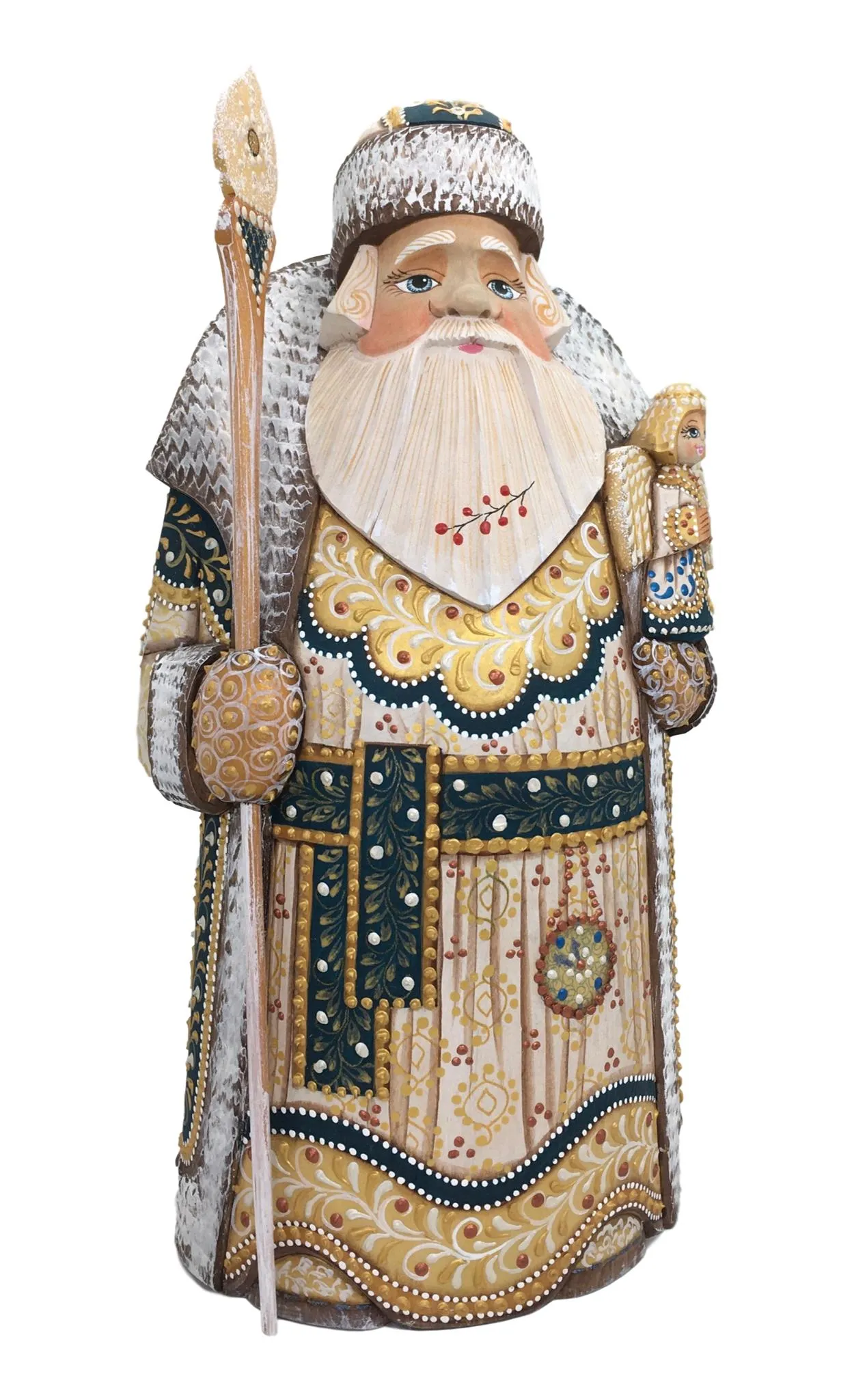 Wooden Grandfather Frost with angel