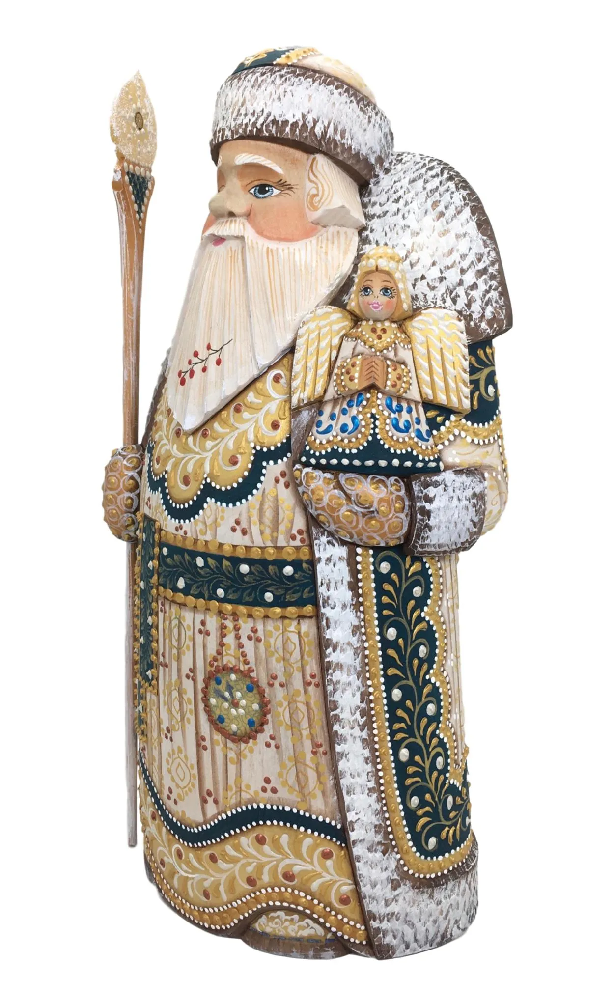 Wooden Grandfather Frost with angel