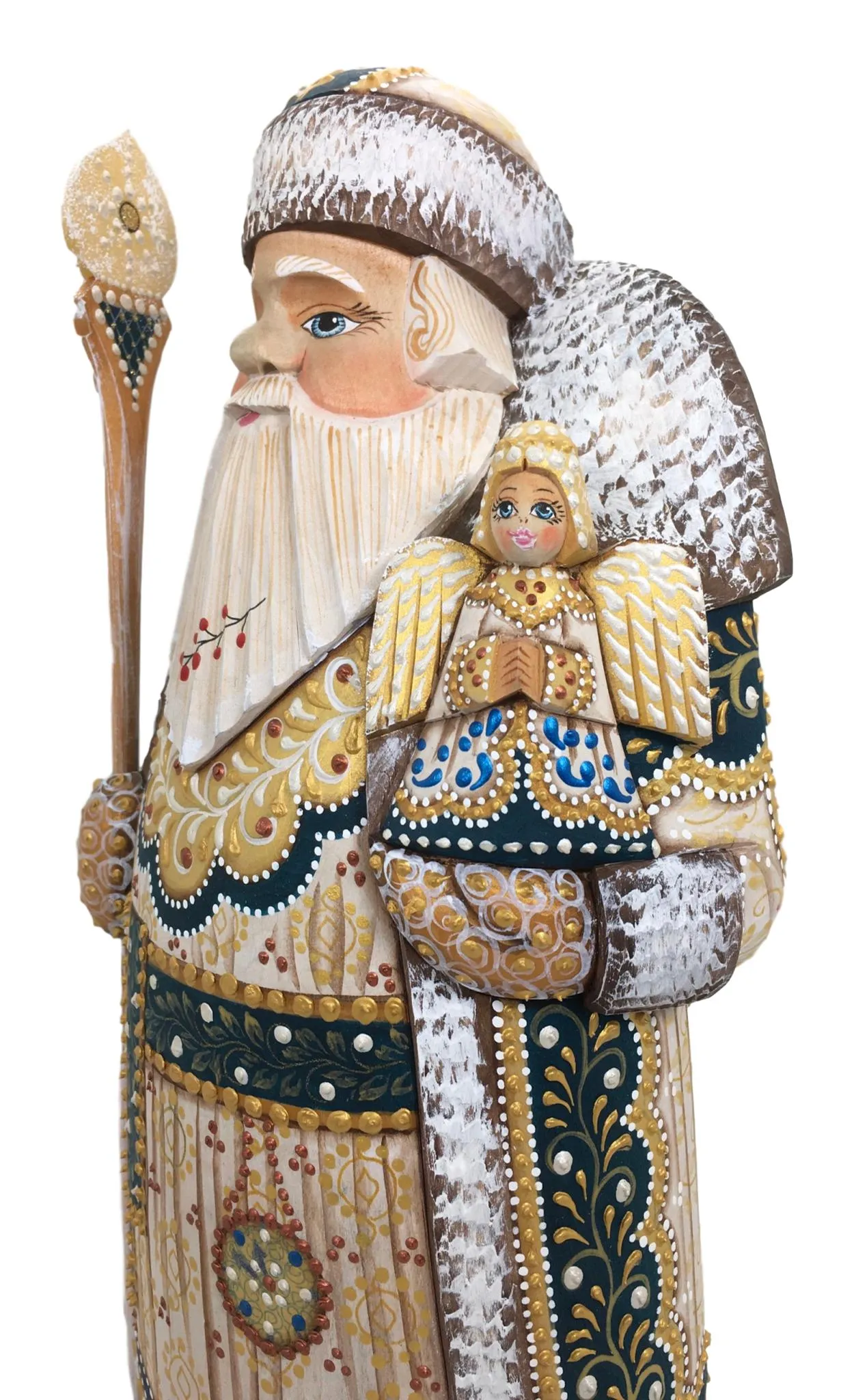 Wooden Grandfather Frost with angel