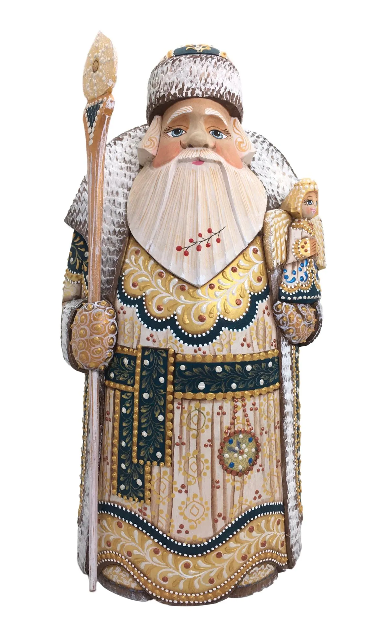 Wooden Grandfather Frost with angel