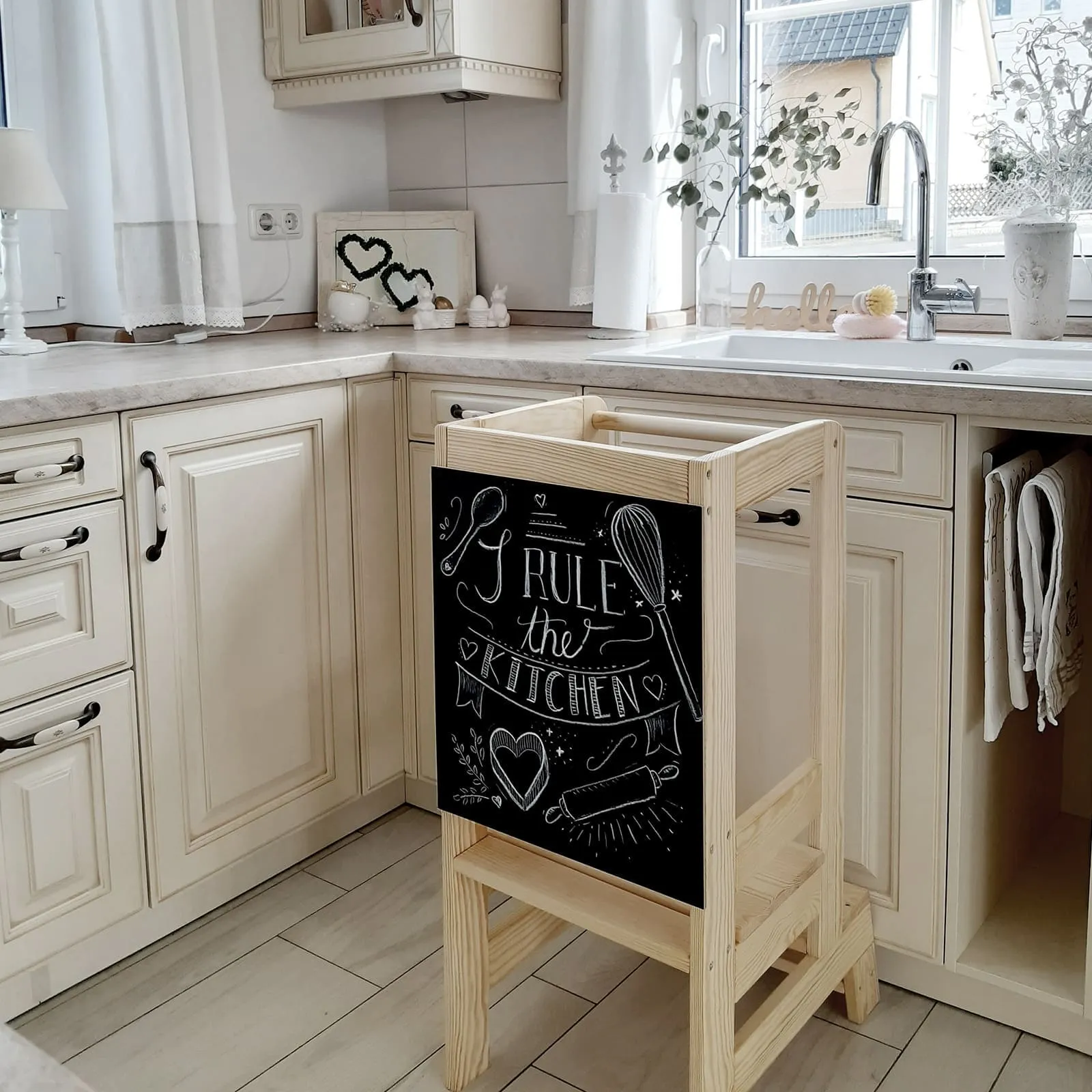 Wooden Kitchen Helper - Learning Tower With Board For Kids By MeowBaby