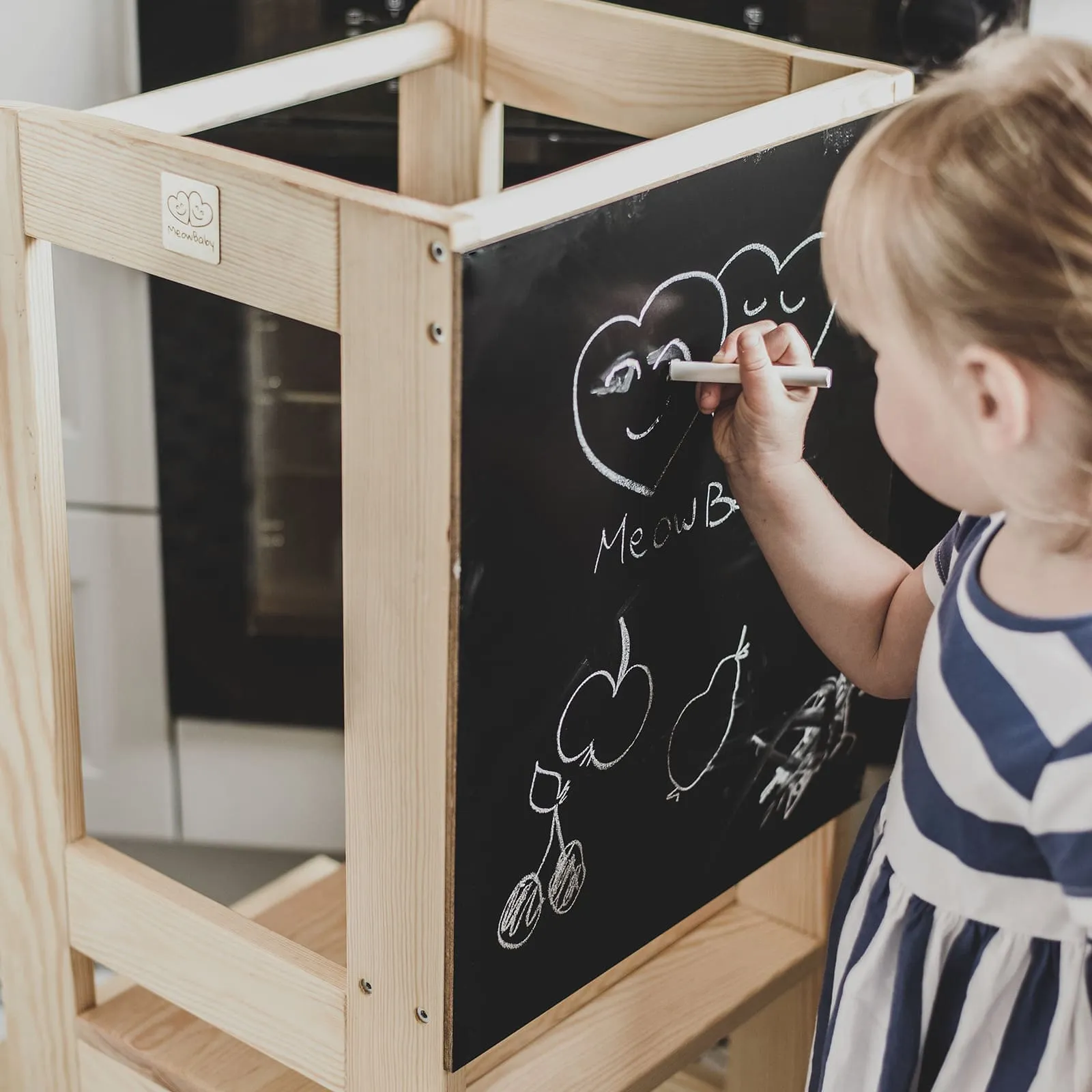 Wooden Kitchen Helper - Learning Tower With Board For Kids By MeowBaby